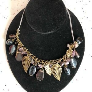 Erica Lyons stone and gold tone feather necklace